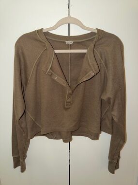 Waffle Knit Henley Pullover Set